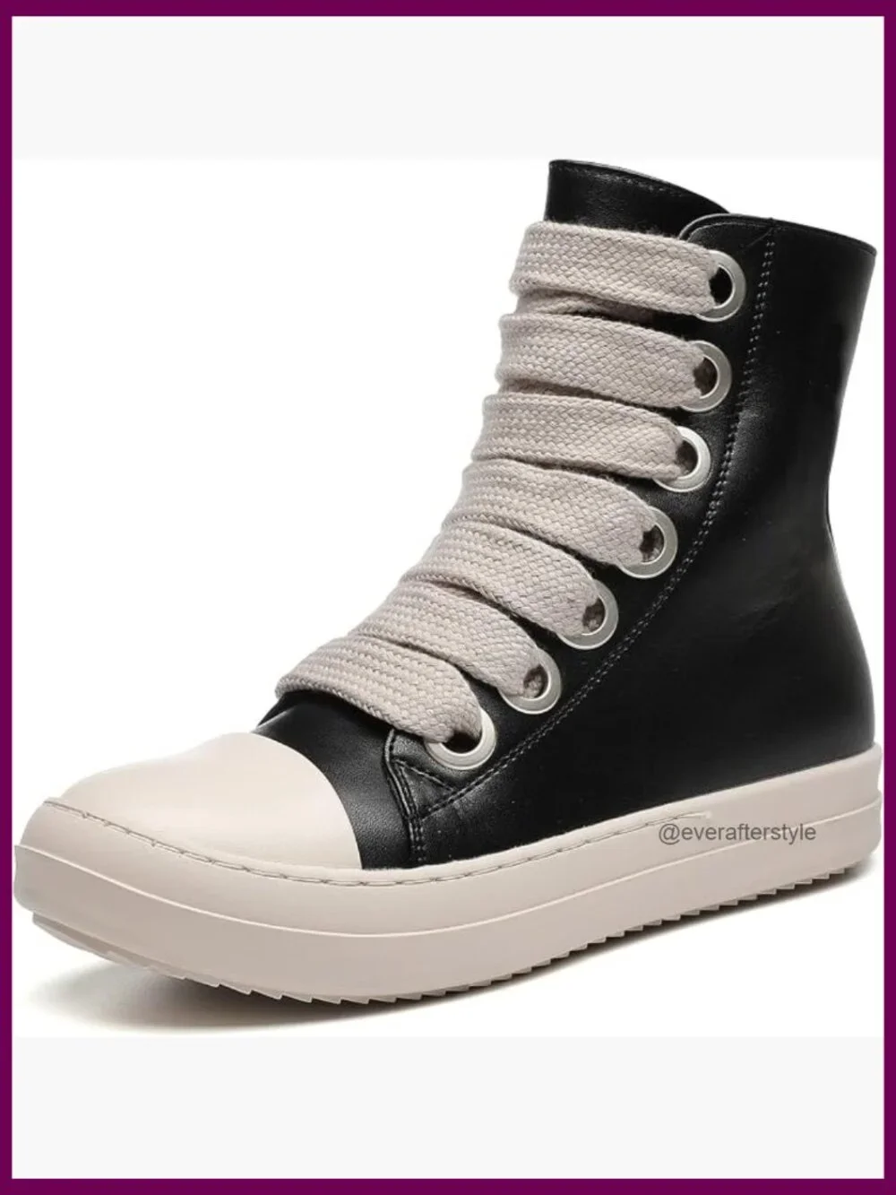 PU Leather High Top Platform Sneakers with Zipper - Comfort Walking Shoes
